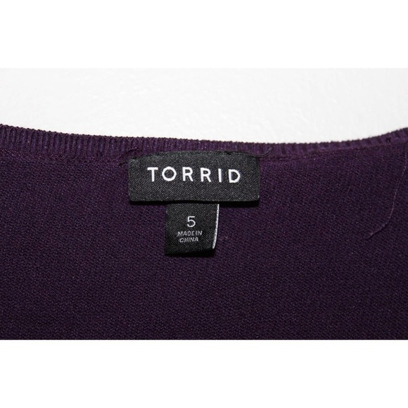 Torrid Pullover V-Neck Baby Doll Sweater Purple Women's 5 5X H14633 - Picture 7 of 11